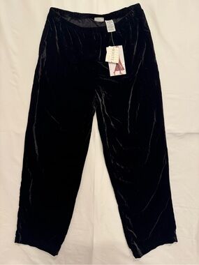 NWT White Stag Black Velvet Pants Women Size Large Elastic Waist